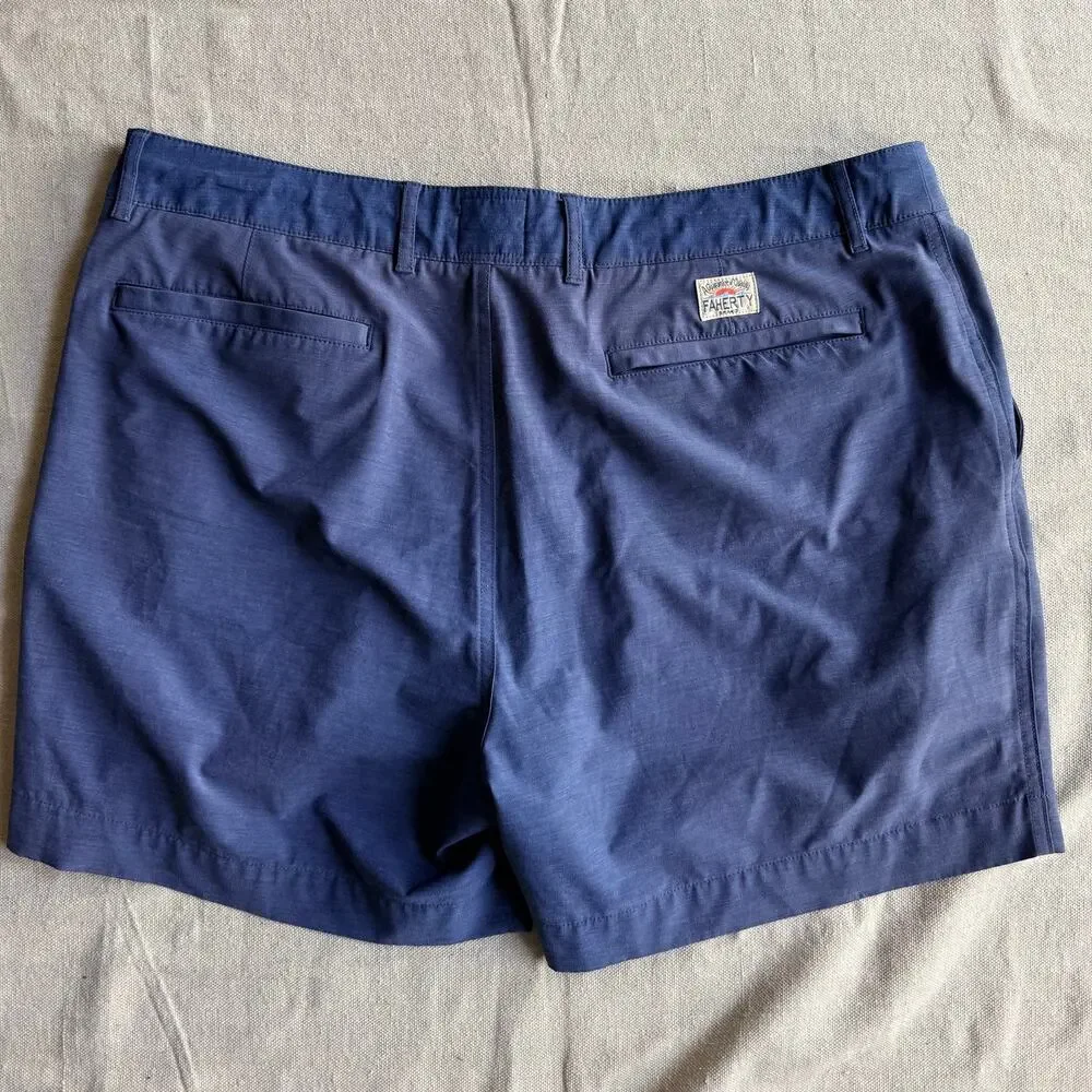 Faherty All Day Shorts Men's 36 Blue Hybrid Performance Chino Stretch Sun Faded